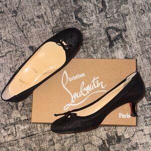 Christian Louboutin Black Glitter Flats